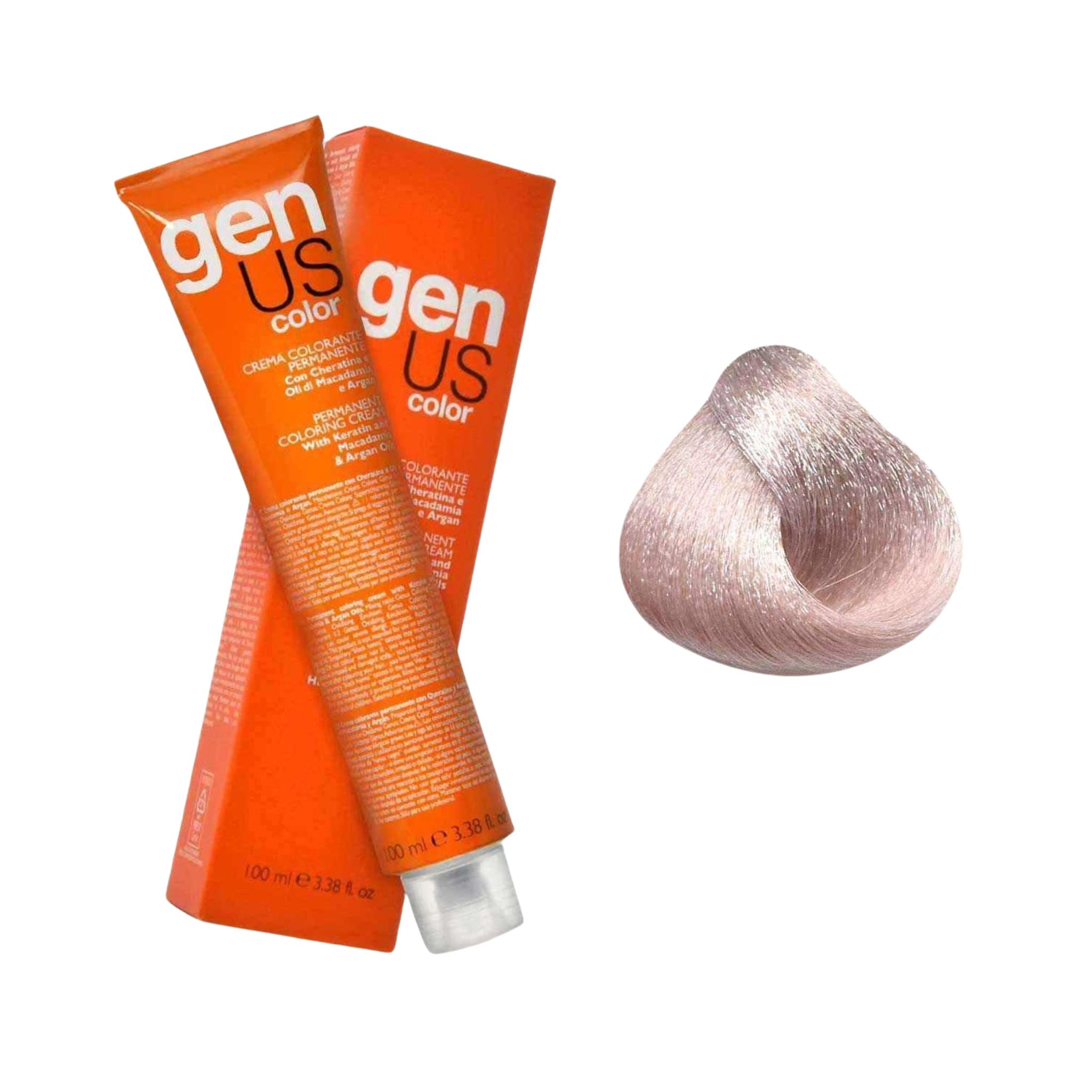 GenUs Color 10.02 Biondo Platino Naturale Irisé - Crema Colorante Permanente nel formato 100ml.