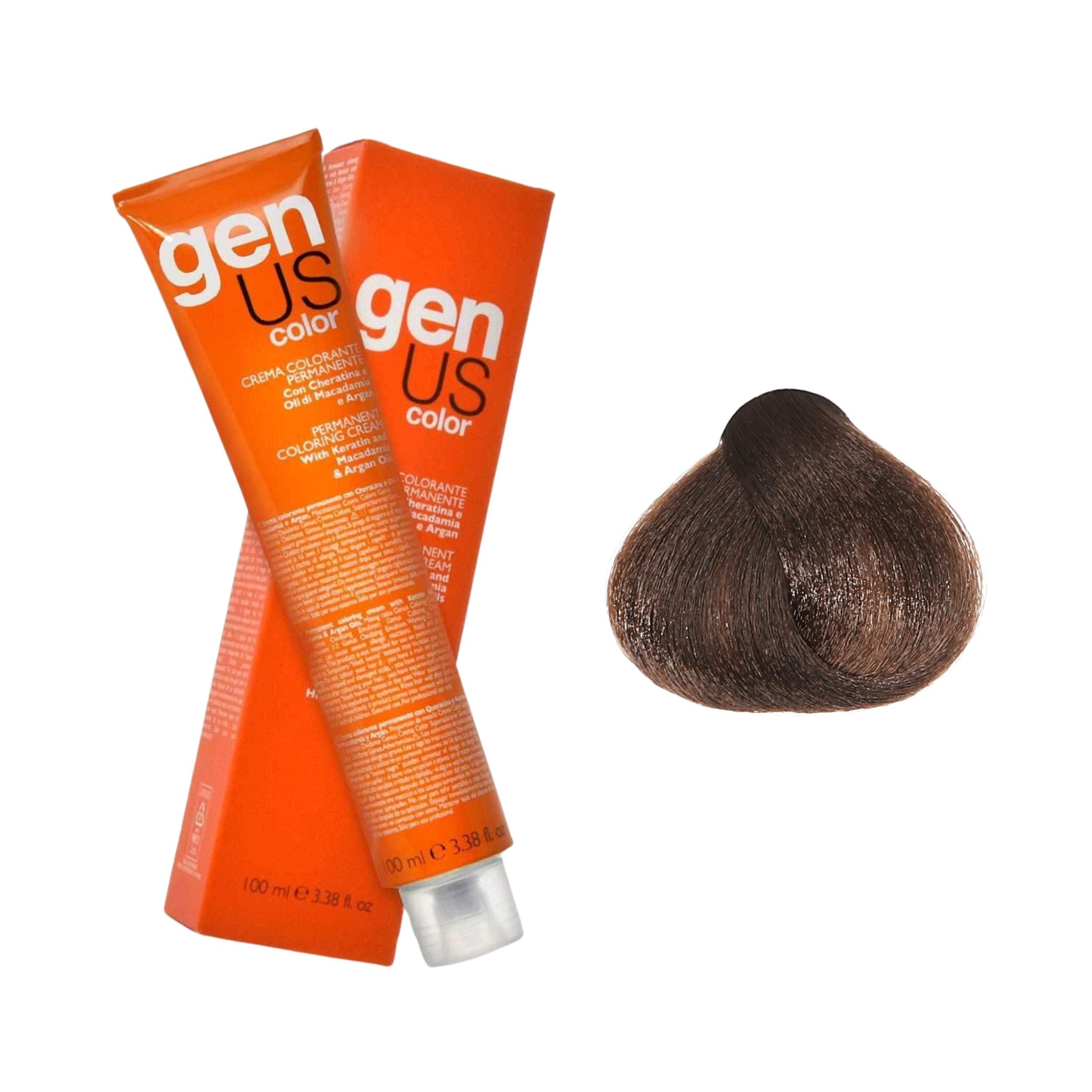 GenUs Color 6.14 Biondo Scuro Tabacco - Crema Colorante Permanente nel formato 100ml.