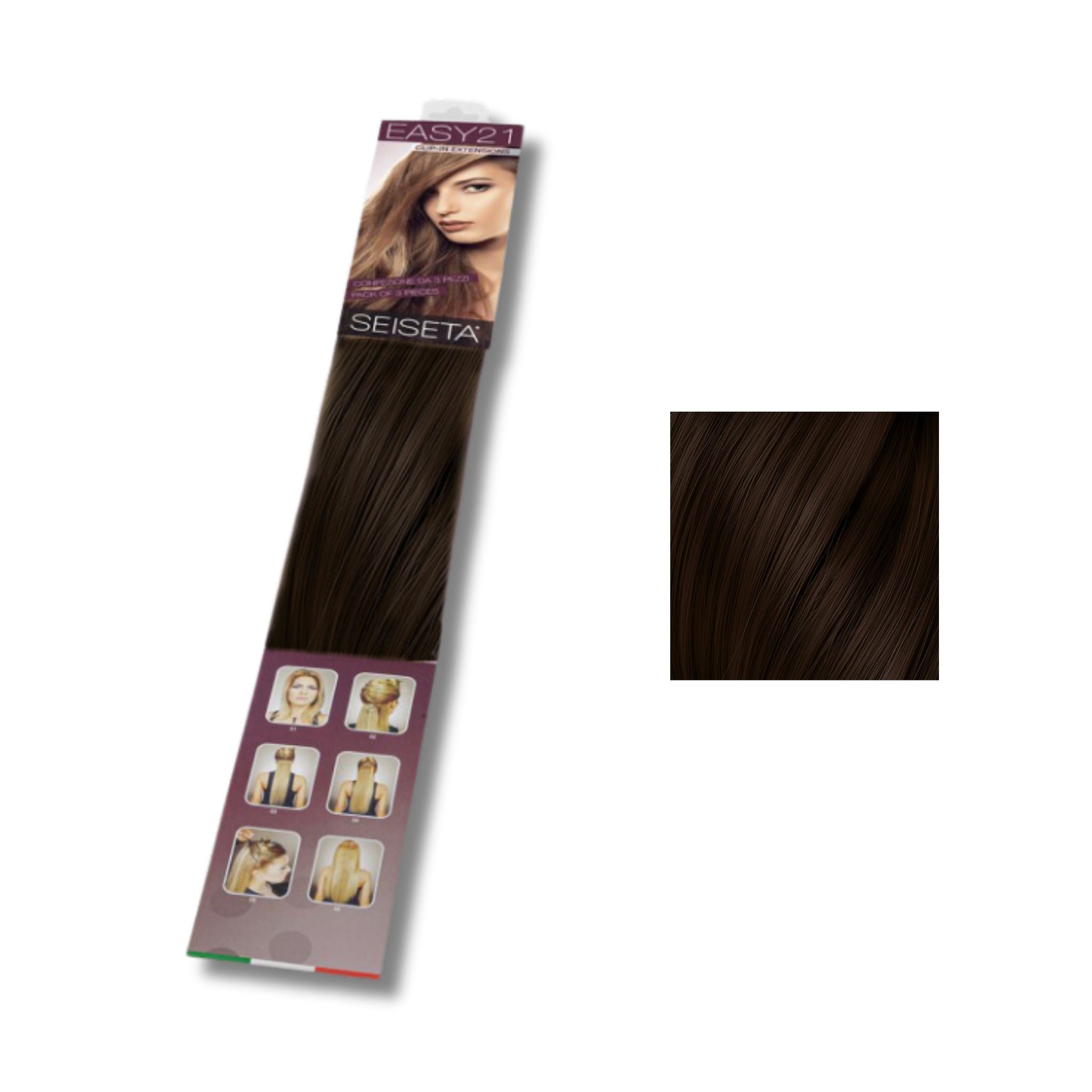 Seiseta Clip Easy 8. Biondo Scuro Naturale 50/55cm - Extension Clip Professionali per Capelli