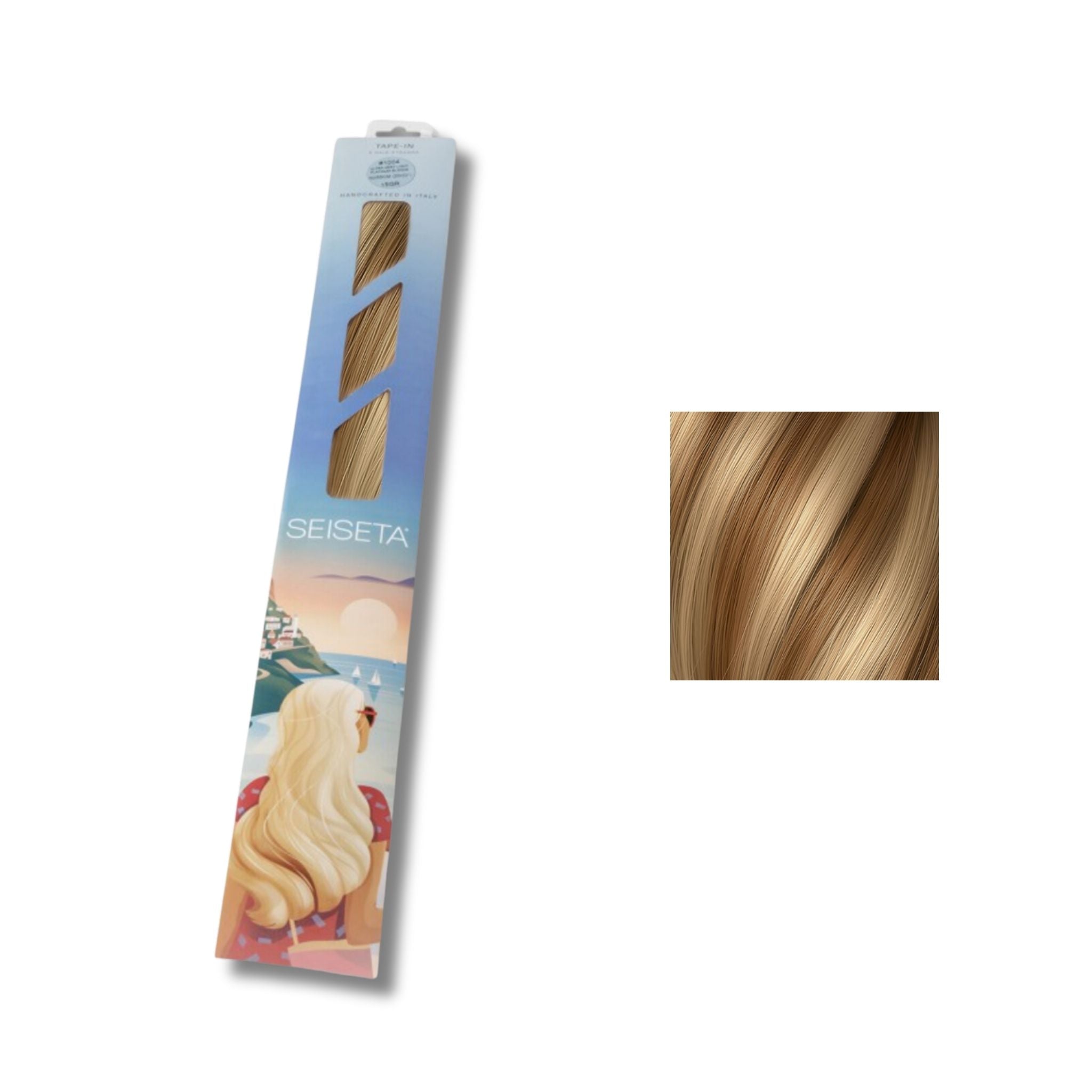 Seiseta Keratin Fusion Classic 27/140. Meches Biondo Tabacco / Biondo Platino 50/55cm - Extension Professionali per Capelli Cheratina