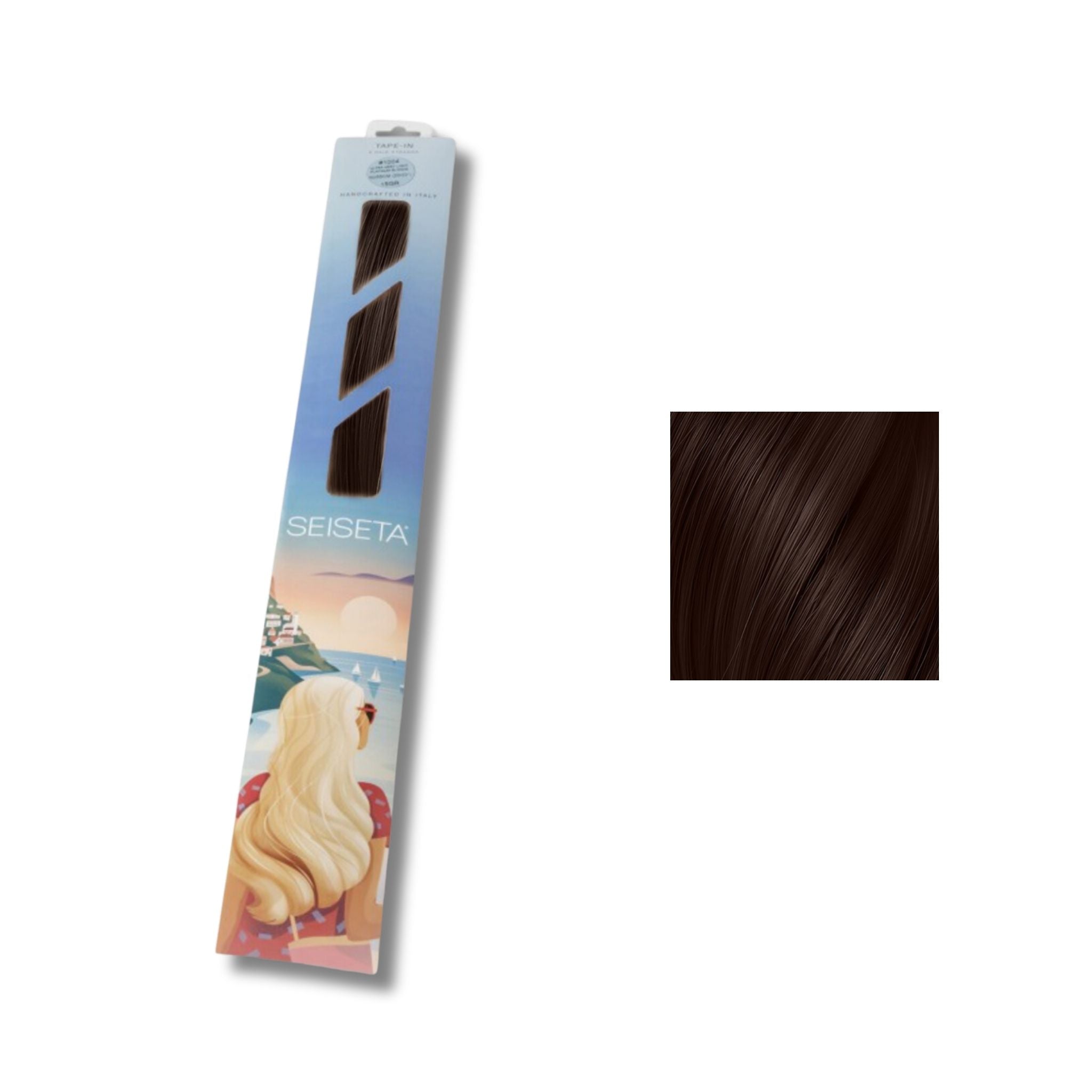 Seiseta Keratin Fusion Classic 32. Castano Mogano 50/55cm - Extension Professionali per Capelli Cheratina