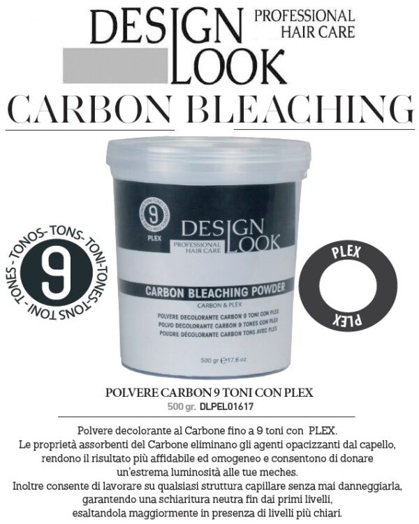 design look polvere decolorante carbon con plex 9 toni 500 grammi