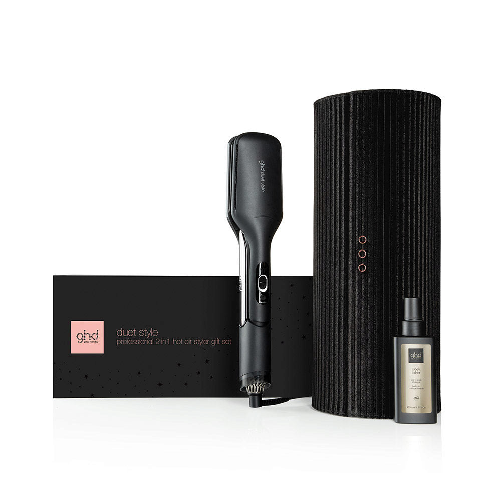 Ghd Duet Gift Set - Ghd Duet Style 2 in 1 + Olio di argan ghd Sleek Talker + Cofanetto di velluto nero