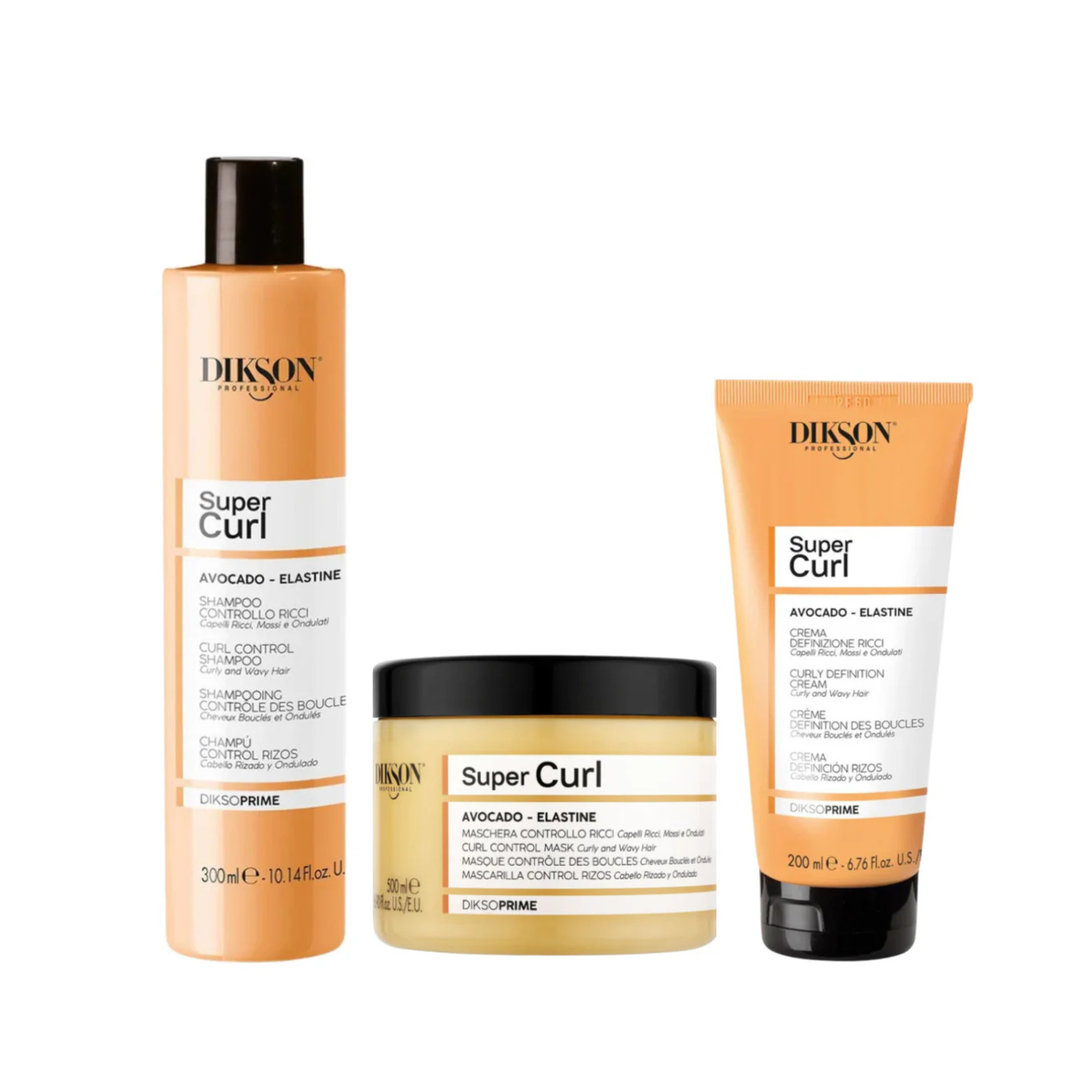 Kit Super Curl - Definizione Ricci: Crema 200ml & Maschera 500ml & Shampoo 300ml